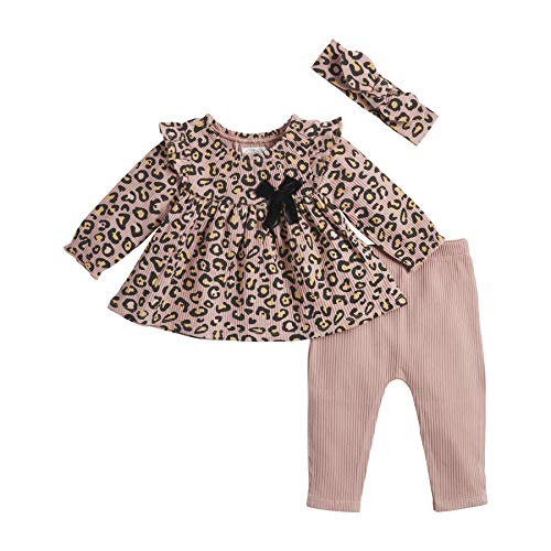 Baby Girls' Leopard Rib 3 Piece Set, 3-6 Months