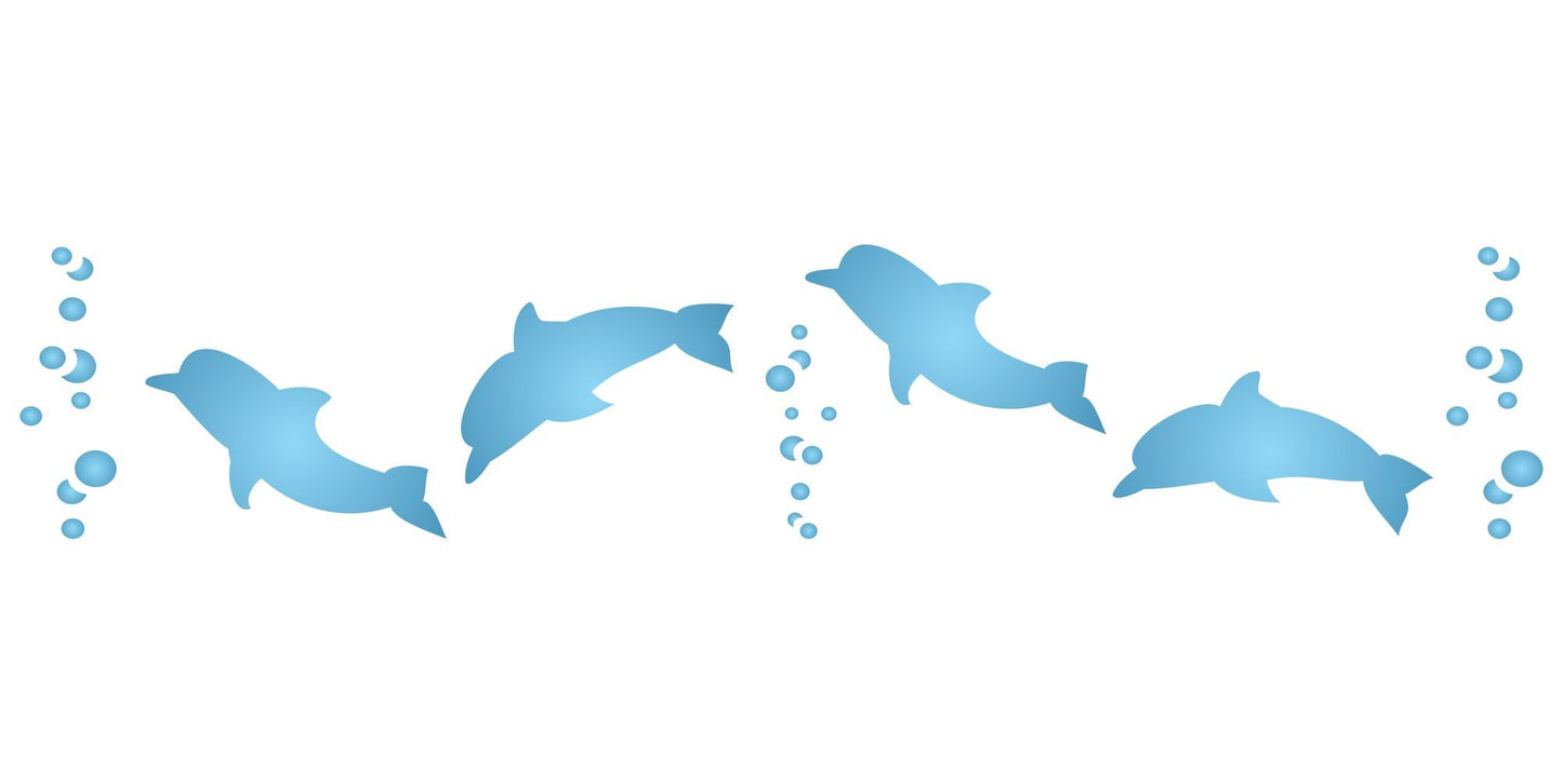 Dolphins Sea Ocean Nautical Border Stencil 6.5x1.25 inch