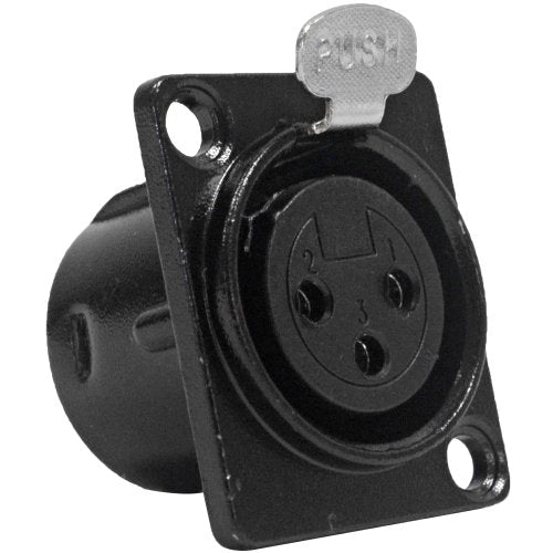 '- SAPT219-5Pack - 5 Pack of XLR Female Panel Mount Connector - Black Metal Housing - Fits Series D Pattern Holes Pro