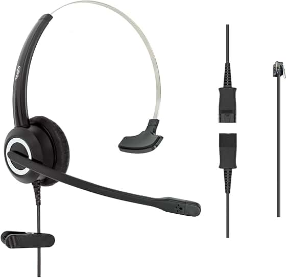 Corded Office Headset with HD Voice and 3.5mm Adapter