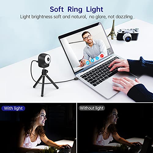 1080P Webcam with Light, AI Tracking Webcam with Microphone, Streaming Web Camera for Laptop PC Computer Camera, HD Web Cam with Tripod USB Camera for Zoom Skype YouTube