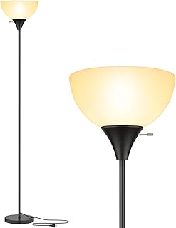 Tall LED Floor Lamp with White Shade