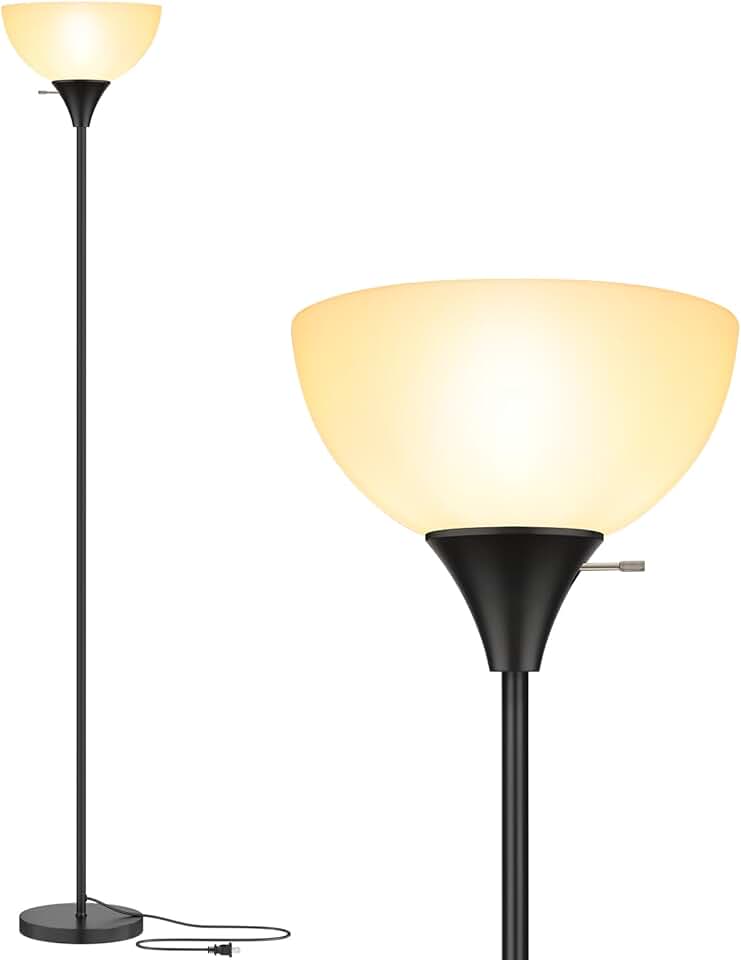 Tall LED Floor Lamp with White Shade