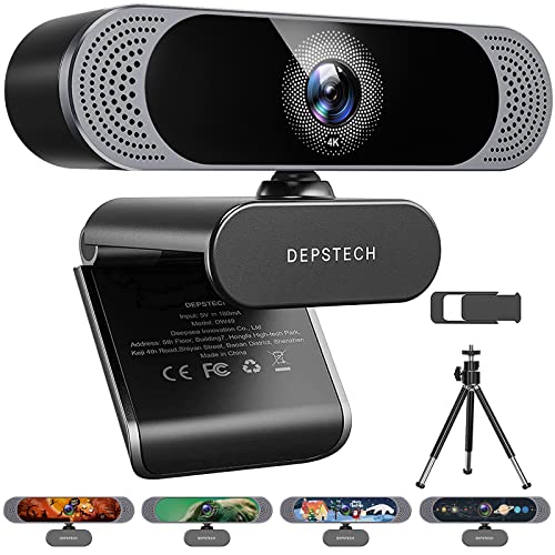 4K Webcam, DW49 HD 8MP Sony Sensor Autofocus Webcam with Microphone, Privacy Cover and Tripod, Plug and Play USB Computer Web Camera for Pro Streaming/Online Teaching/Video Calling/Zoom/Skype