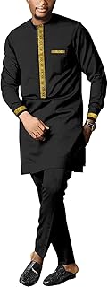 Men's African Dashiki Formal Suit with Long Sleeve Shirt and Pants