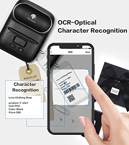 '-M110 Label Maker - Portable Bluetooth Thermal Label Maker Printer for Clothing, Jewelry, Retail, Mailing, Barcode, Compatible with Android & iOS System, with 1pack 4030mm Label, Black