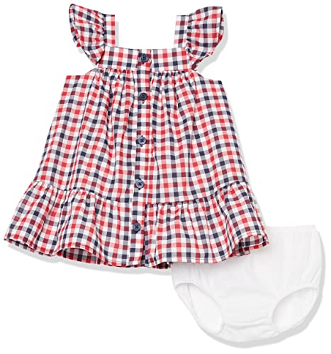 Baby Girls Short Sleeve  a Gingham Ruffle Dress, 3-6 Months