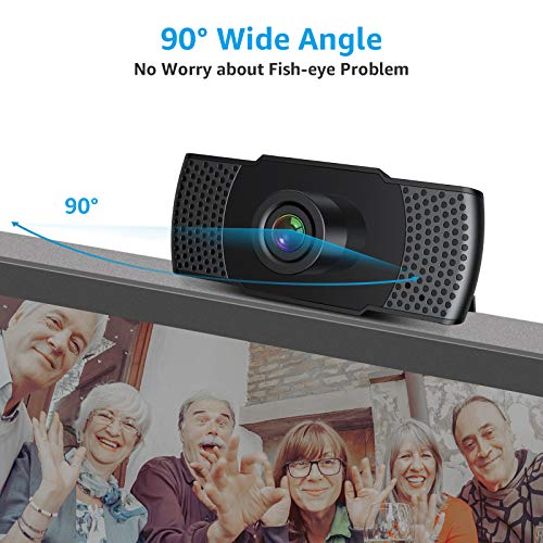Webcam with Microphone, 1080P USB 2.0 Noise-Cancelling Web Camera Plug and Play Rotatable Laptop Web Cam for Desktop PC Video Calling Online Class Conferencing Streaming Recording Gaming