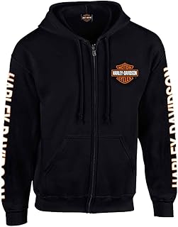 Men's Black Hooded Sweatshirt with Shield Zip