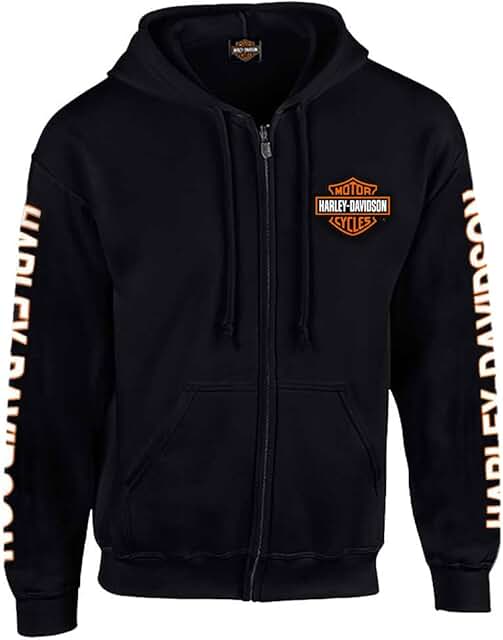 Men's Black Hooded Sweatshirt with Shield Zip