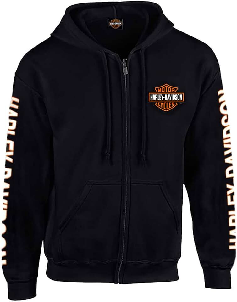 Men's Black Hooded Sweatshirt with Shield Zip