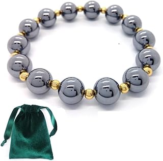 Round Gold Bead Terahertz Stone Stretch Bracelet