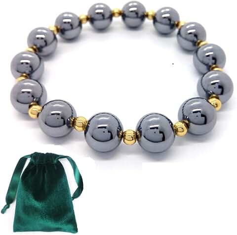 Round Gold Bead Terahertz Stone Stretch Bracelet