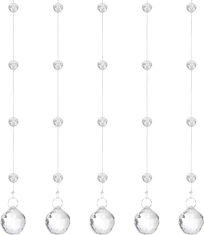 10 Clear Acrylic Crystal Bead Strands for Decor and Crafts