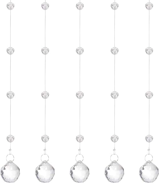 10 Clear Acrylic Crystal Bead Strands for Decor and Crafts