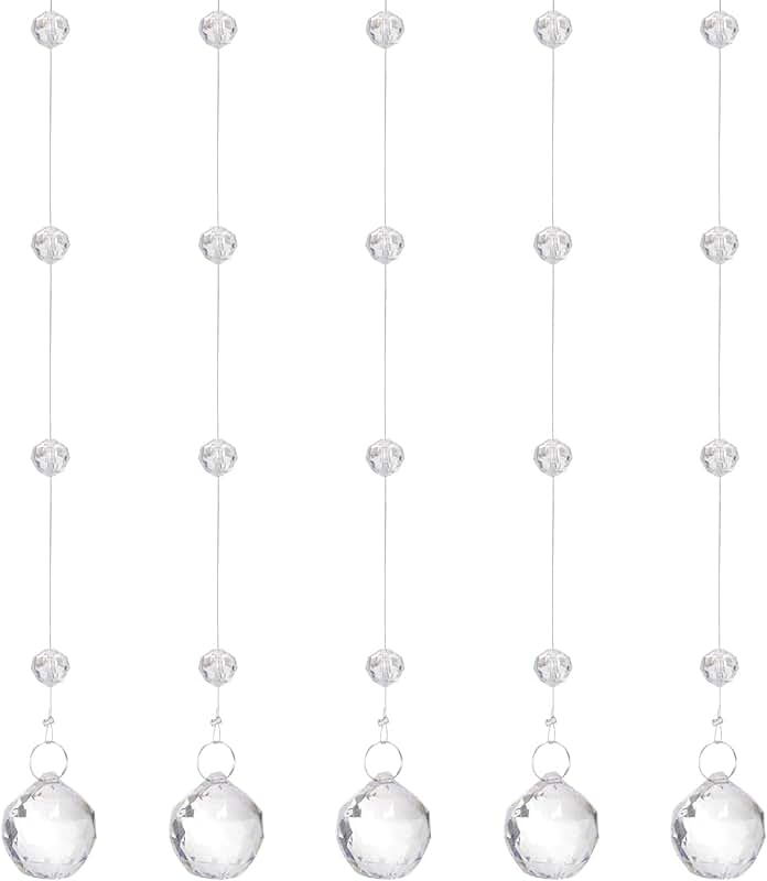 10 Clear Acrylic Crystal Bead Strands for Decor and Crafts