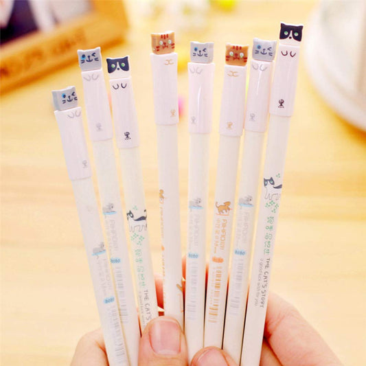 Colorful Cats Gel Pens, 0.38mm, Black Ink, Pack of 6
