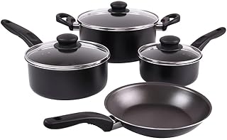 7-Piece Non-Stick Aluminum Cookware Set with Glass Lids