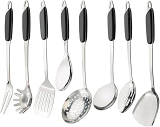 Set of 8 stainless steel kitchen utensils