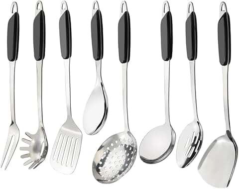 Set of 8 stainless steel kitchen utensils