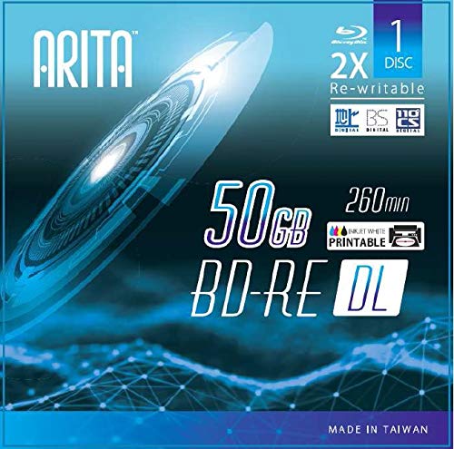 5 Pack BD-RE DL Rewritable 50GB Double Layers 2X 260Min White Inkjet Hub Printable Blank Disc w/Jewel Case