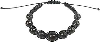 Adjustable Handmade Shungite Bead Bracelet for Energy Healing