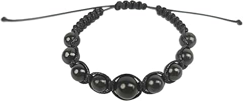 Adjustable Handmade Shungite Bead Bracelet for Energy Healing