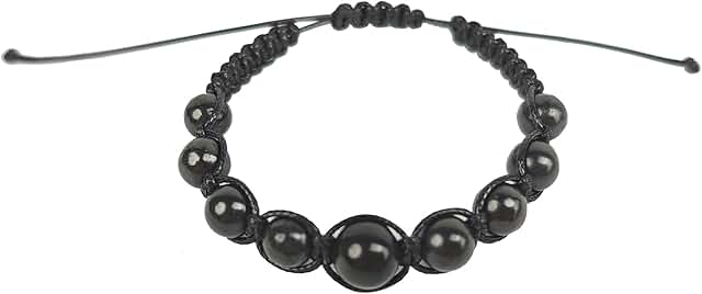 Adjustable Handmade Shungite Bead Bracelet for Energy Healing