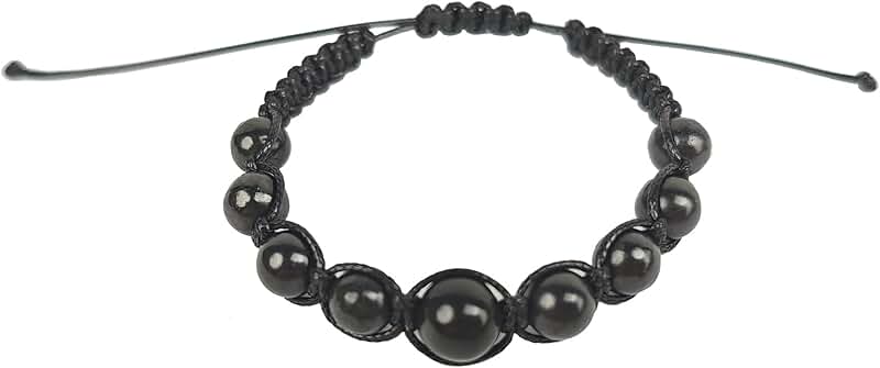 Adjustable Handmade Shungite Bead Bracelet for Energy Healing