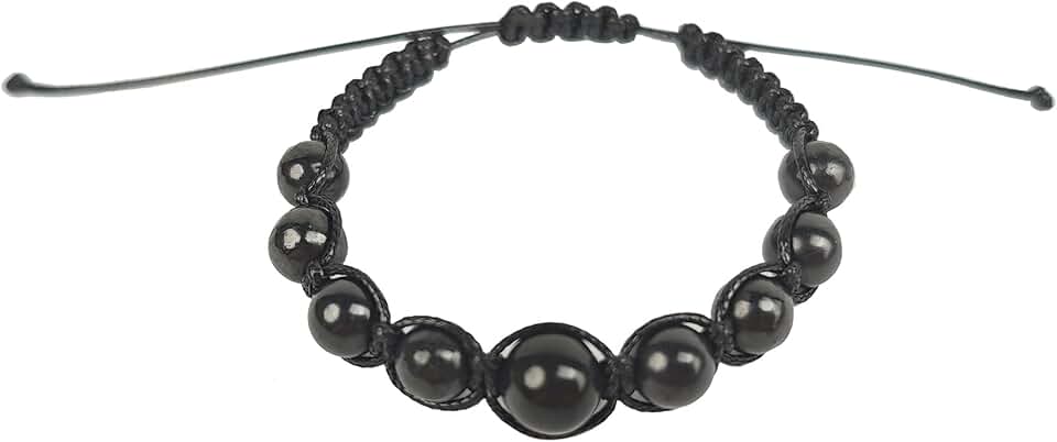 Adjustable Handmade Shungite Bead Bracelet for Energy Healing