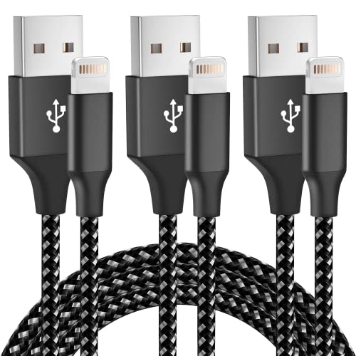 iPhone Charger [Apple MFi ] 3Pack 10FT Lightning Cable Fast Charging Nylon Braided iPhone Charger Cord Compatible with iPhone 13 12 11 Pro Max XR XS X 8 7 6 Plus SE and More