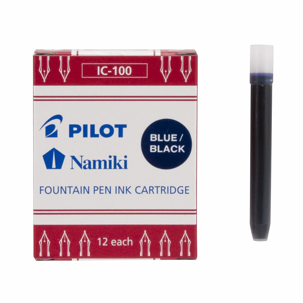 Blue and black fountain pen ink cartridges, 12-pack