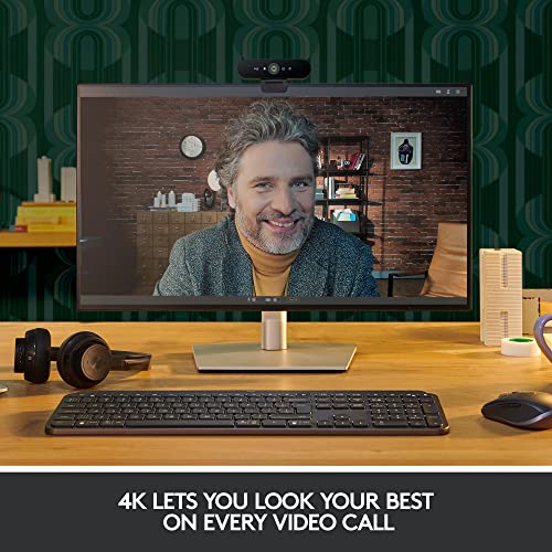 Brio 4K Webcam, Ultra 4K HD Video Calling, Noise-Canceling mic, HD Auto Light Correction, Wide Field of View, Works with Microsoft Teams, Zoom, Google Voice, PC/Mac/Laptop/Macbook/Tablet