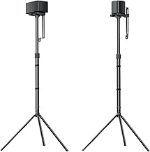 Two Adjustable Black Speaker Stands, 62-93cm