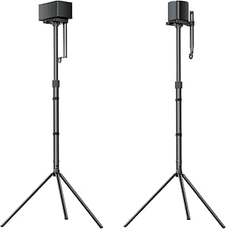 Two Adjustable Black Speaker Stands, 62-93cm