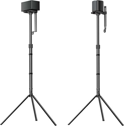Two Adjustable Black Speaker Stands, 62-93cm