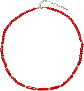 Crystal choker necklace with beaded tube stones for women