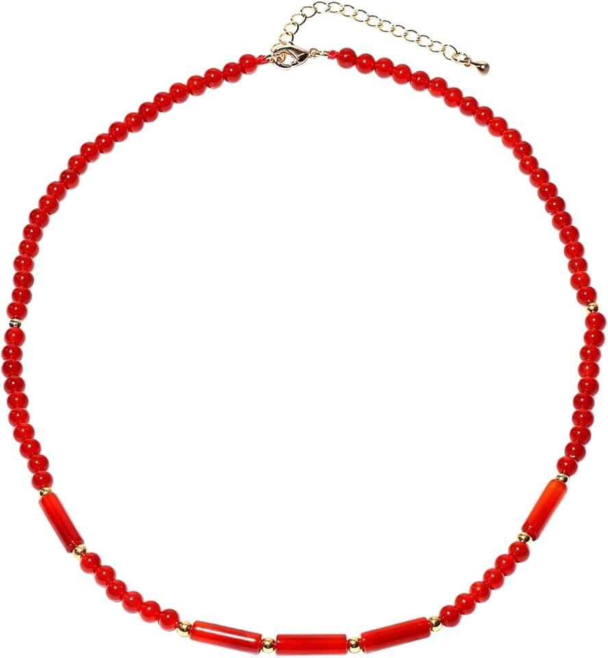 Crystal choker necklace with beaded tube stones for women