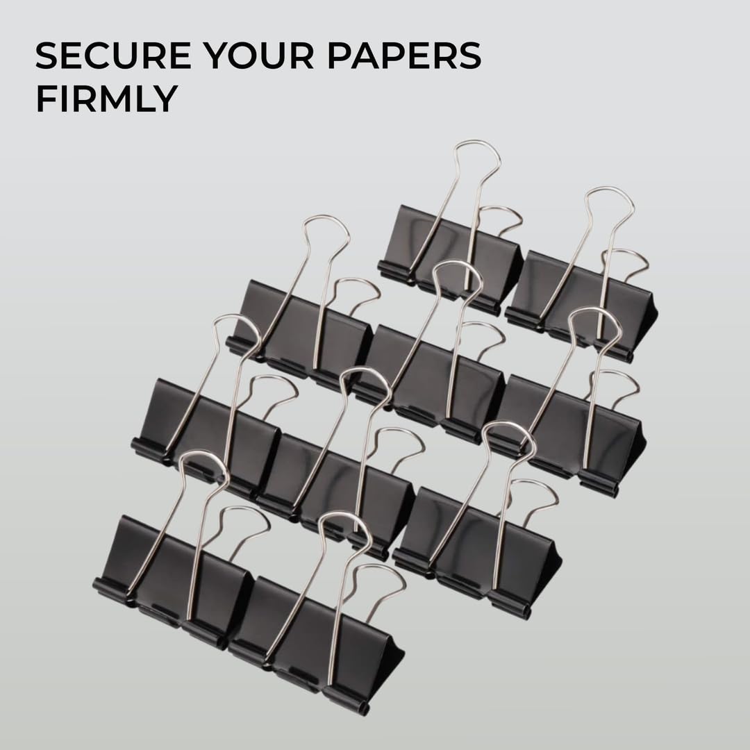 Large Black Jumbo Foldback Clips for Paper and Photos