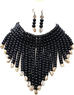 Wooden Beaded Seed Necklace and Earrings Set for Women