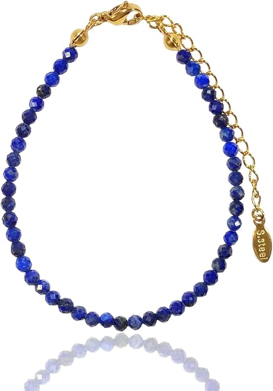 Natural Larimar Beaded Adjustable Bracelet for Women and Men