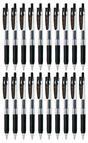 Set of 20 black gel ink pens with rubber grips