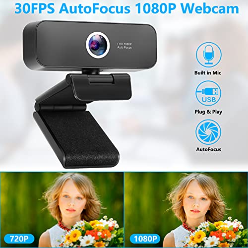 Webcam with Microphone Plug Play USB Webcam for Video Calling Home Office