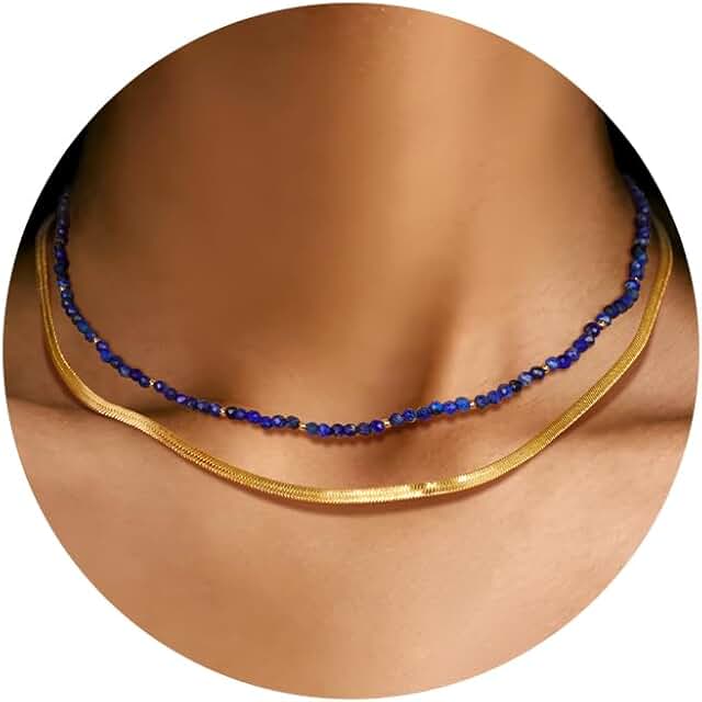 Gold beaded layered dainty necklace for women