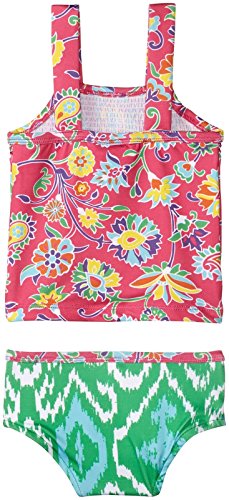 Girls'  Smocked Tankini Ananya Floral, Pink/Green, 3-6 Months