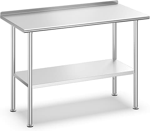 Stainless Steel Prep Table 24x48 with Backsplash and Shelf