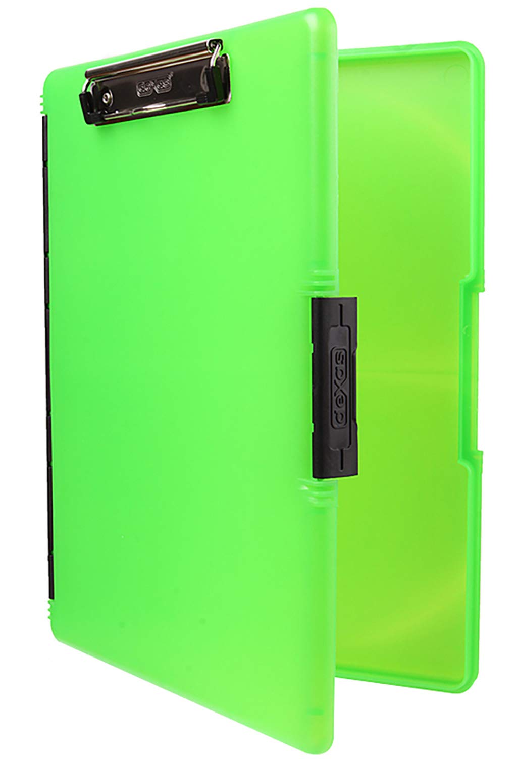 Neon Green Plastic Clipboard with Storage and Side Opening