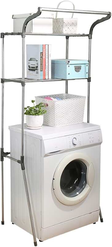 Over-the-Toilet Bathroom Storage Shelf with Hanging Rail