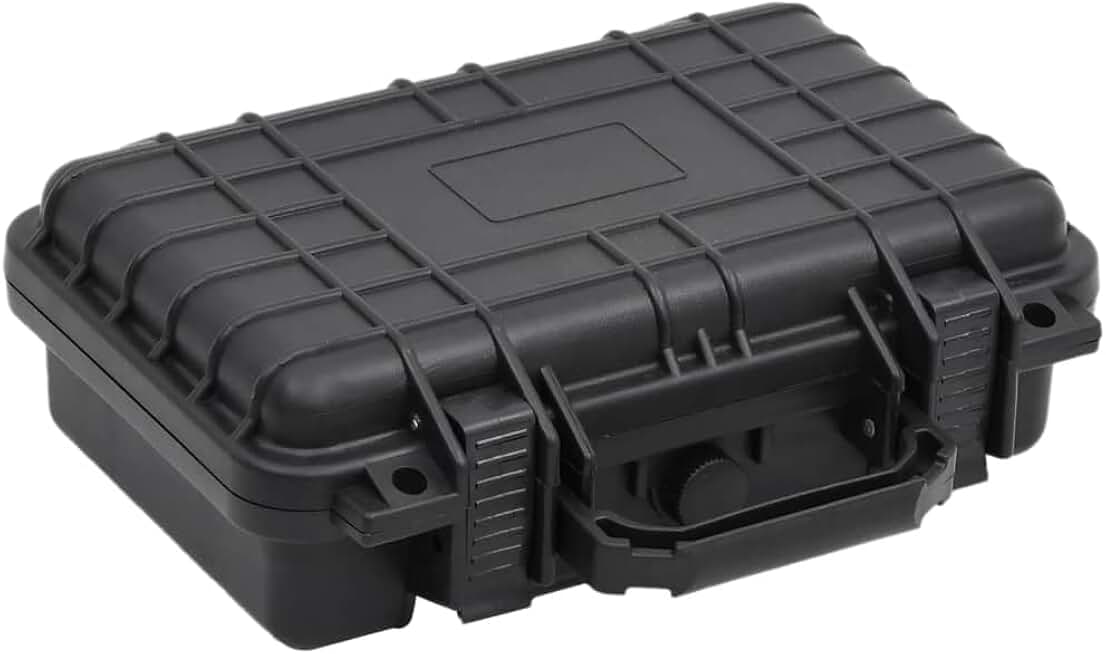 Black portable flight case for cameras and optics