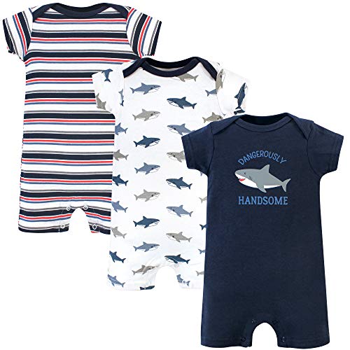 Unisex  Cotton Rompers Shark, 0-3 Months